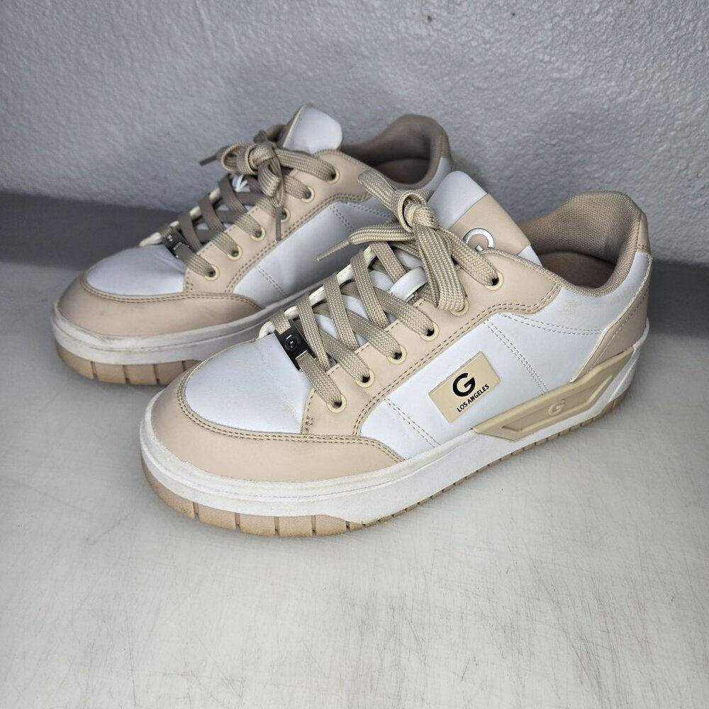 G Los Angeles Beige & White Casual Sneakers Size 9.5 Womens Shoes